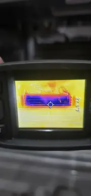 FLIR thermal image showing the KitchenAid refrigerator evaporator at approximately 22.8 degrees Fahrenheit after repair