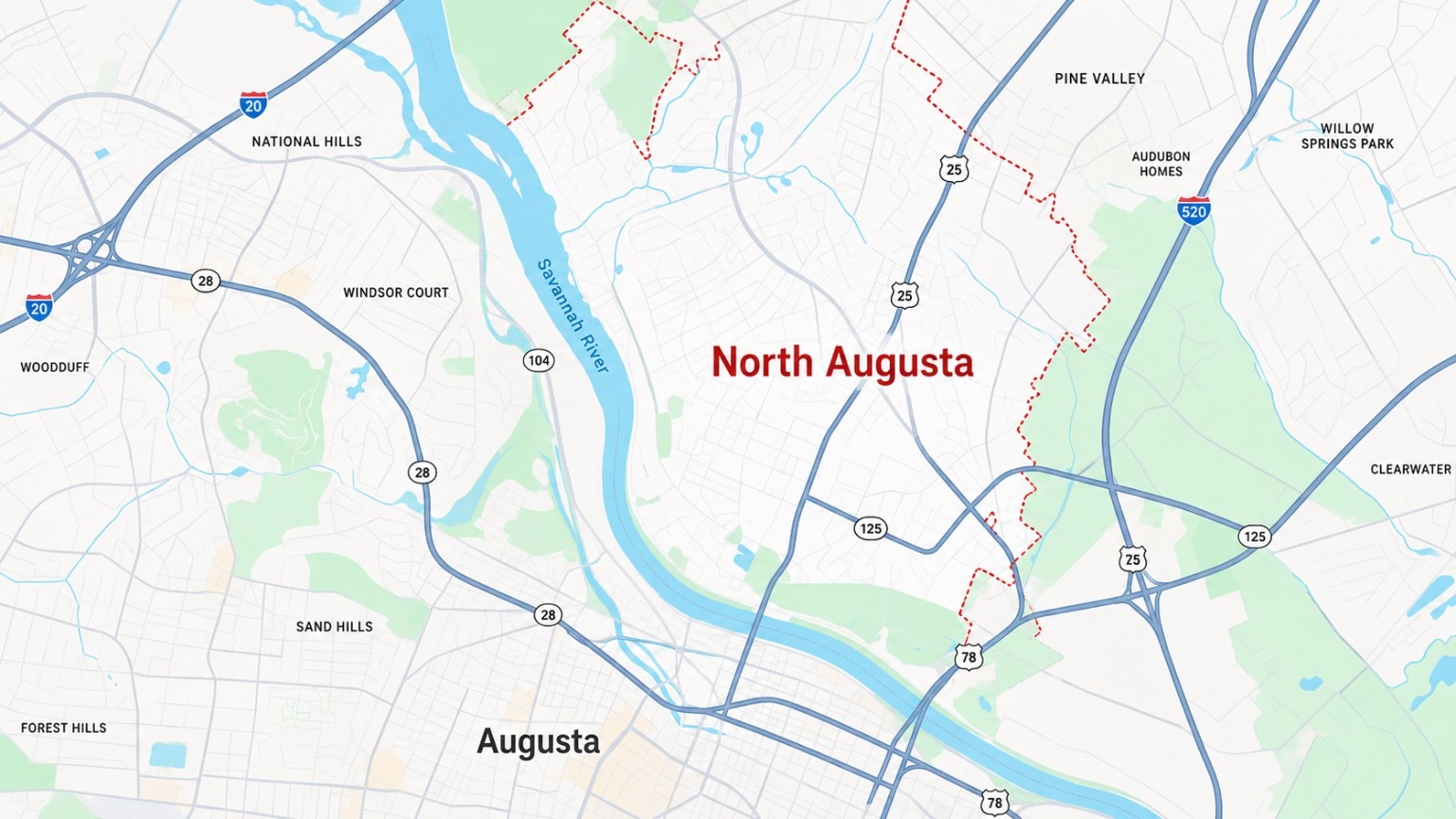 North Augusta SC appliance repair service area map